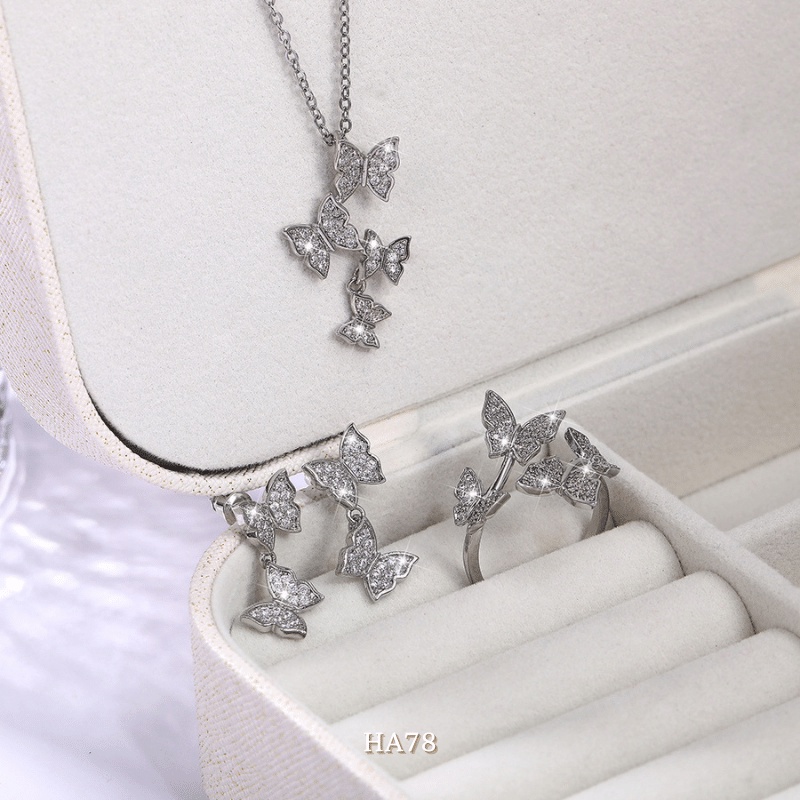 Bộ sang sức nữ hình bướm đính đá thời trang sang trọng đẹp Annie HA78