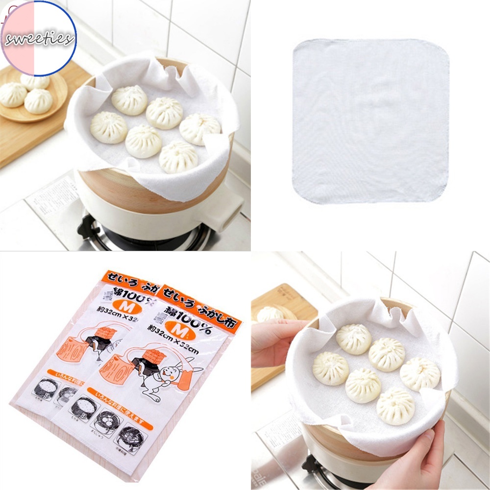 1 Tấm Vải Cotton Lót Nồi Hấp Bánh Bao 32x32cm