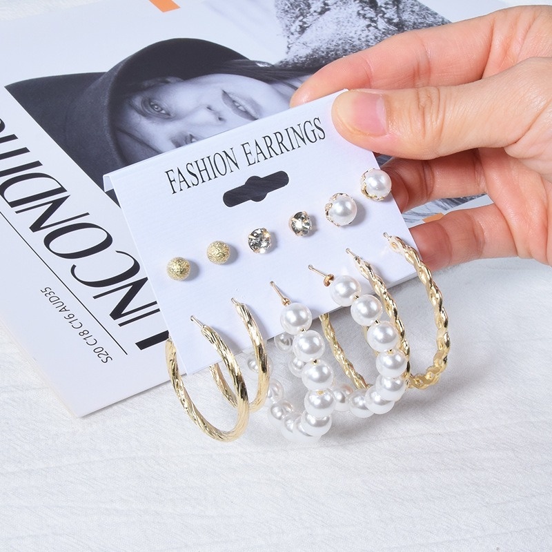 Set 6 Cặp Khuyên Tai Nữ Thời Trang