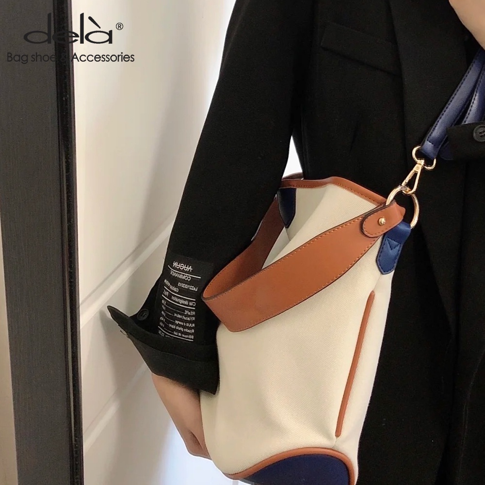 Dela Túi Xách Nữ Tote Đeo Vai Bằng Vải Bạt Có Sức Chứa Lớn Thời Trang Dành Hàn Quốc Đi Làm