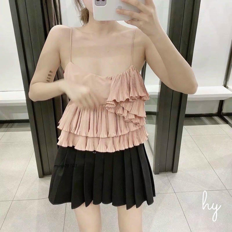 [FREESHIP - HÀNG LOẠI 1] ÁO XẾP LY 2 DÂY HỒNG SIÊU XINH