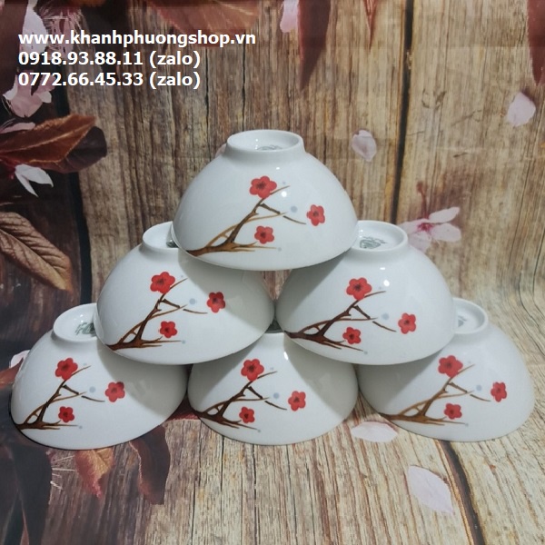 Bộ bàn ăn cao cấp sứ Minh Long mẫu Hồng Mai - bộ bàn ăn cao cấp sứ minh long hồng mai