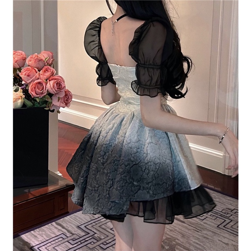 Đầm Tay Ngắn Màu Gradient Thời Trang Mùa Hè Dễ Phối Đồ Cho Nữ