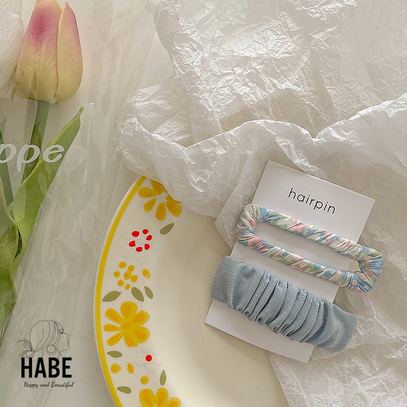 Kẹp tóc mái Hàn Quốc đẹp set 2 chiếc, cặp tóc mái nữ dễ thương HABE PKT03