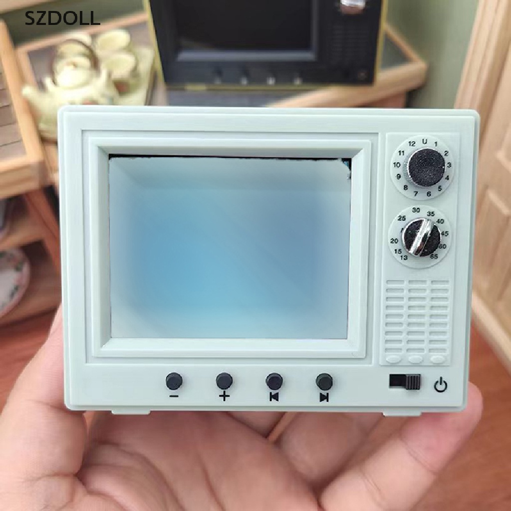 1:12 Doll house Mini playable TV USB charging toy ornament simulation toy  DOM