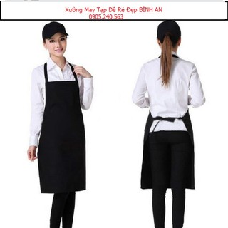 Tạp Dề Yếm Phục Vụ Màu Đen Trơn Kaki Cotton Hàn Quốc