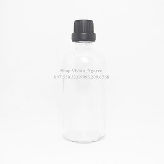 {Sỉ từ 5000đ} Chai đựng tinh dầu 100ml trong suốt nhỏ giọt  - Nắp đen có seal (LOẠI ĐẸP)