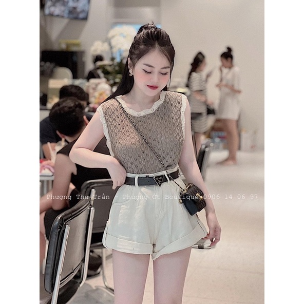 ÁO LEN BA LỖ LƯỚI VIỀN REN MS11699