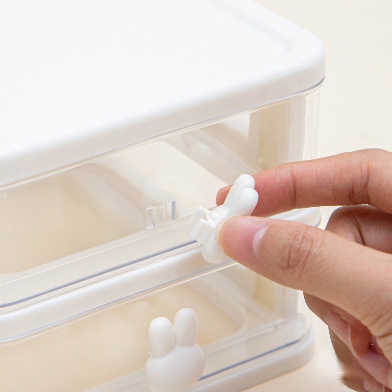 Hộp Đựng Mỹ Phẩm Nhiều Ngăn Họa Tiết Thỏ Dễ Thương Chống Bụi