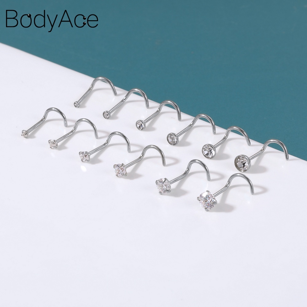 Set 6-16 Khuyên Mũi Thép 316L 1.5-4MM 20G Màu Sắc