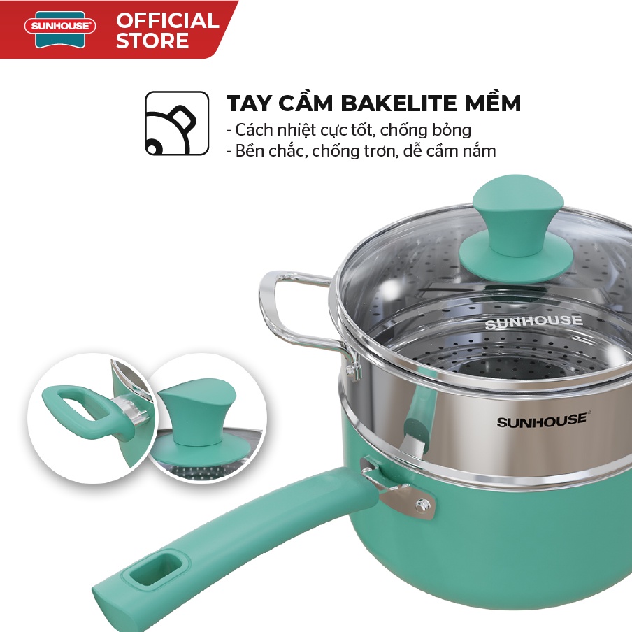 Bộ nồi chảo Ceramic đáy từ SUNHOUSE 1104B1