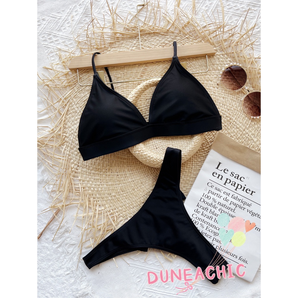 DUNEA Bikini 2 mảnh màu trơn thời trang quyến rũ dành cho nữ