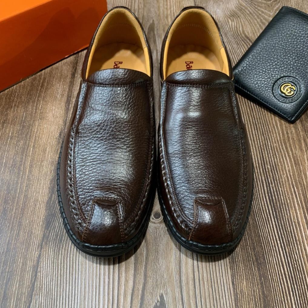 Giày Lười Nam Da Bò Cao Cấp Nguyên Tấm Màu Nâu Đế Cao Su Có Khâu Đế Kiểu Dáng Thời Trang(Bảo Hành Da 12 Tháng) | BigBuy360 - bigbuy360.vn