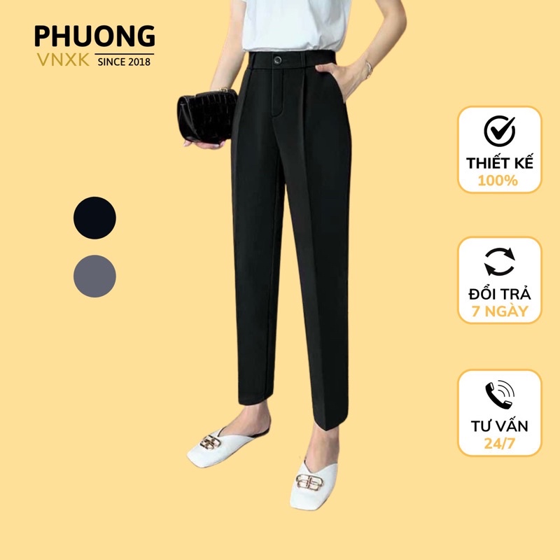 Quần baggy vải nữ ống đứng, cạp cao, đủ size, chất vintex Hàn đẹp