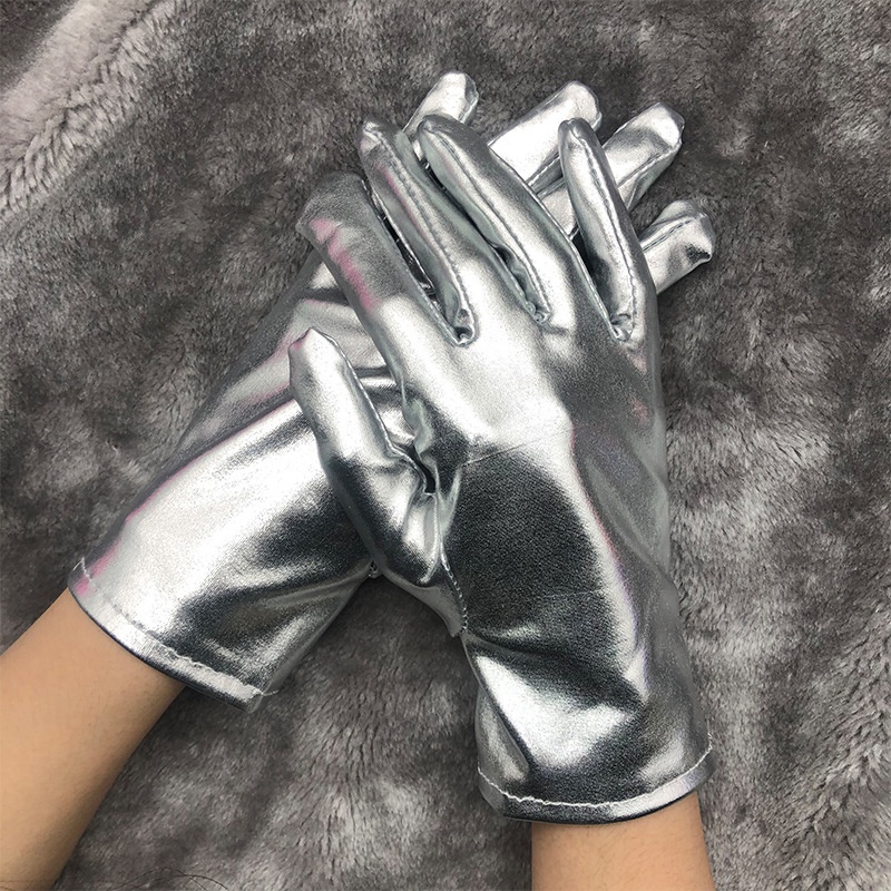 1 Đôi Găng Tay Cosplay Da Bóng Mỏng Màu Trơn Phản Quang Gợi Cảm Thời Trang