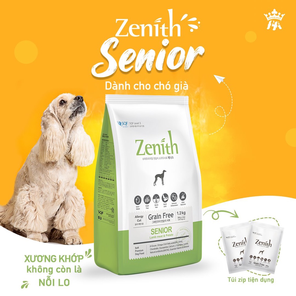 Thức ăn hạt mềm cho chó già Zenith 1.2kg