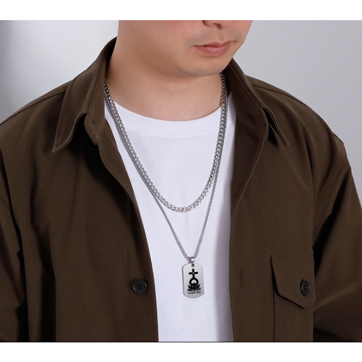 Dây chuyền inox thẻ bài khắc dấu thiên tâm - Đem lại bình an, may mắn cho người đeo