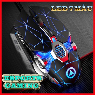 Chuột máy tính Q7  LED 7 màu lung linh, siêu nhạy để chơi game hay làm việc văn phòng BH 6 tháng