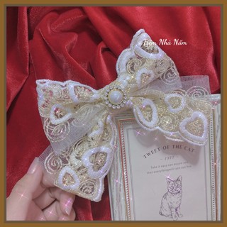 🎀 KẸP TÓC NƠ REN TO SANG CHẢNH - [Nhà Nấm handmade]