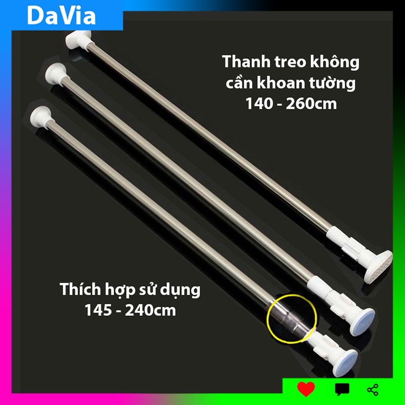 Thanh treo rèm cửa đa năng không cần khoan tường Davia 140 - 260cm