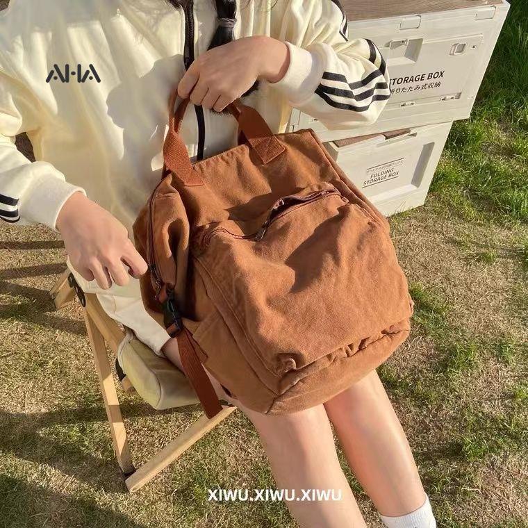 Balo AHA OFFICIAL vải canvas đơn giản phong cách cổ điển dành cho nữ