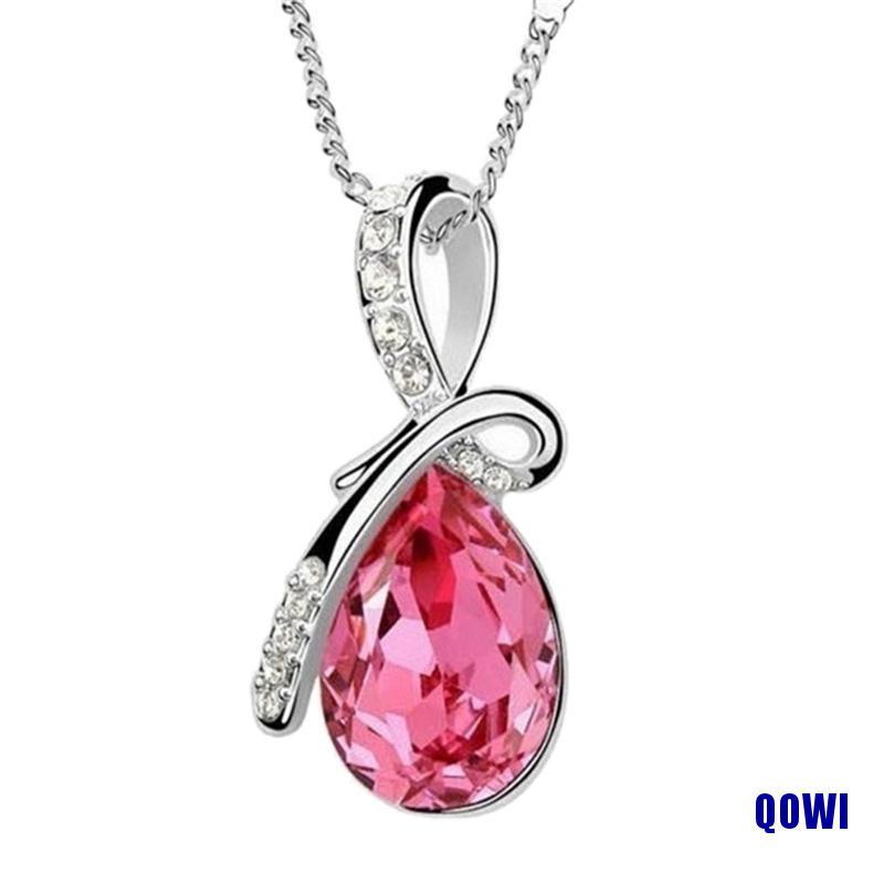 Vòng cổ Mặt Hình Giọt Nước Đính Đá Zircon Màu Xanh Dương Thời Trang