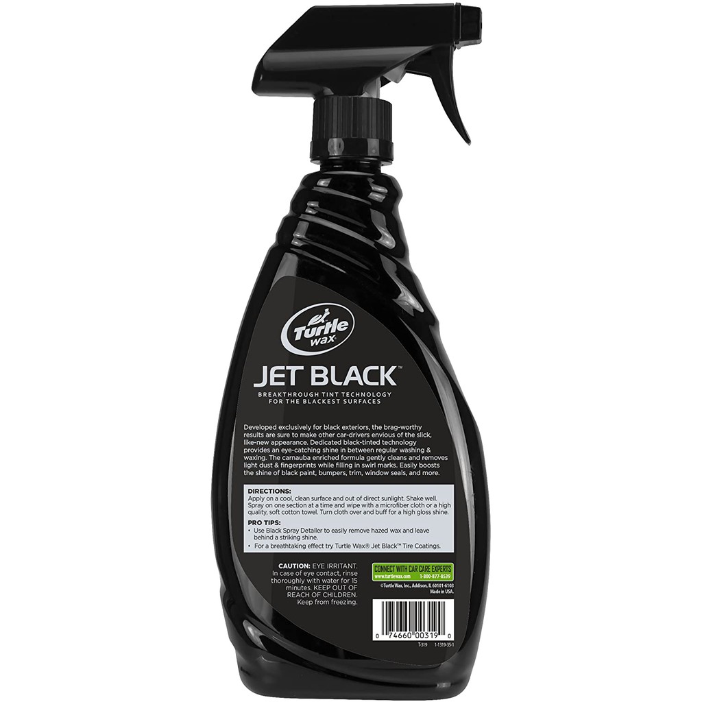 Chai xịt bóng sơn màu đen Turtle Wax Jet Black Spray Detailer - 680ML - Made In USA