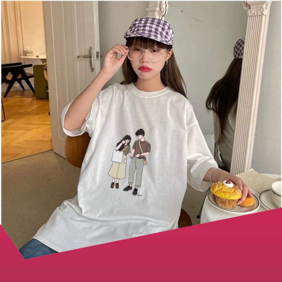 Áo Thun Nam Nữ Tay Lỡ From Rông UNISEX  In Hình Đôi Bạn Siêu Hot Chất Cotton Mịn Đẹp