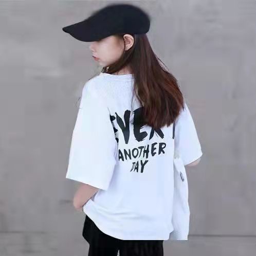 Set Đồ Mùa Hè 2 Món Gồm Áo Thun cotton Tay Cộc In Họa Tiết + Quần Dài Cho Bé Gái 3-13 Tuổi