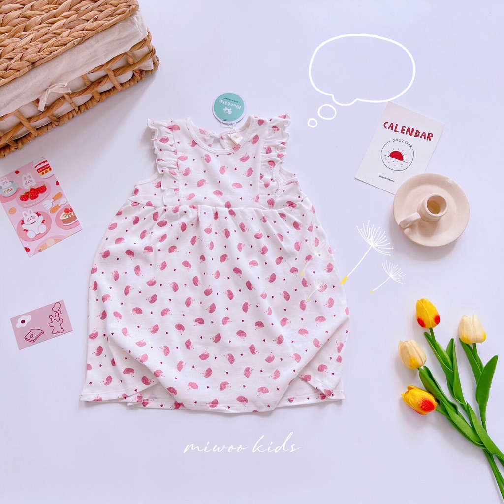 Váy cotton bozip bé gái Miwoo Kids.