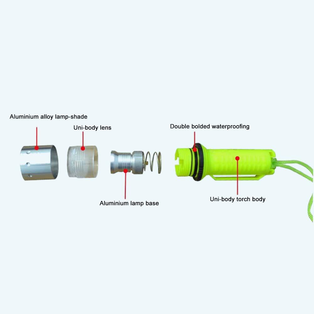 Đèn pin mini lặn LED 2500 Lumen XMLT6 có pin và bộ sạc đèn, đèn pin led mini để câu cá ngoài trời đi bộ đường dài cắm trại