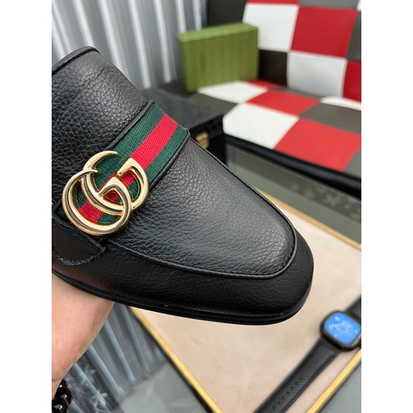 Giày sục nam logo thương hiệu Gucci GC/GG cao cấp da thật nhập khẩu mẫu mới mũi bo tròn