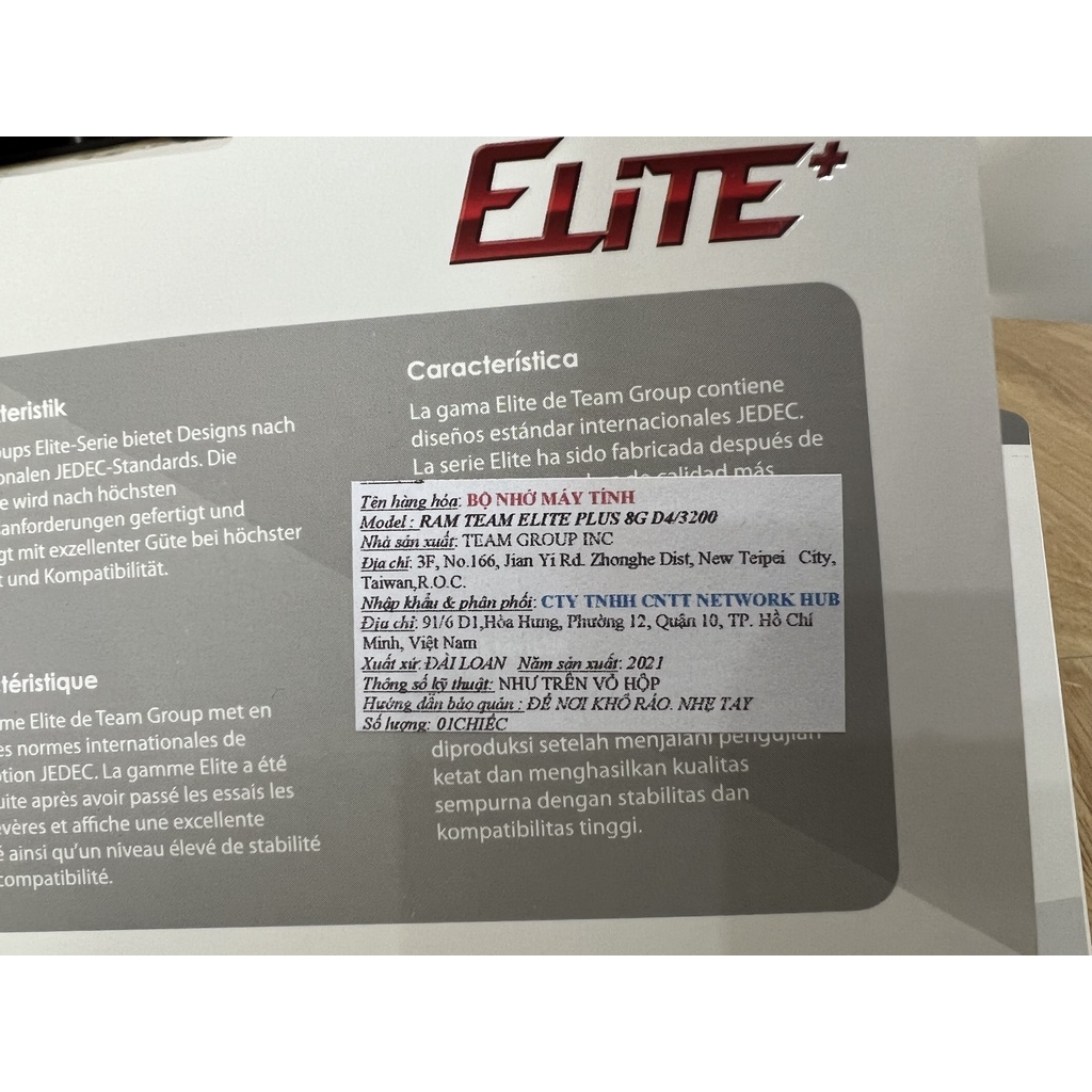 Ram Team Elite Plus 8GB DDR4 3200MHz Tản Nhiệt - Hàng chính hãng