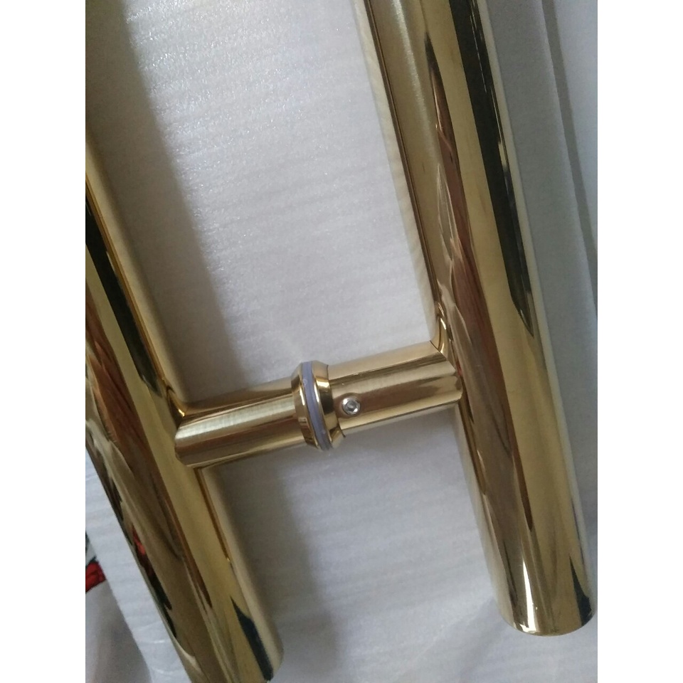 Tay nắm, kéo cửa kính thủy lực, chất liệu inox, vàng trơn dài 80cm tâm lỗ 60cm và 60,40