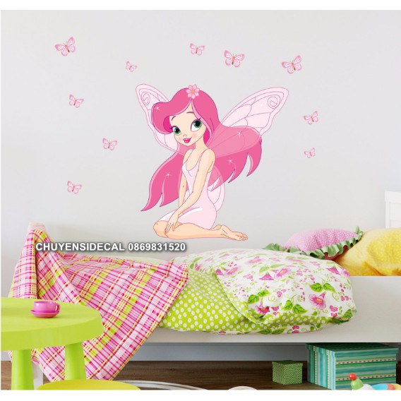 Decal dán tường - Thiên Thần Hồng đáng yêu