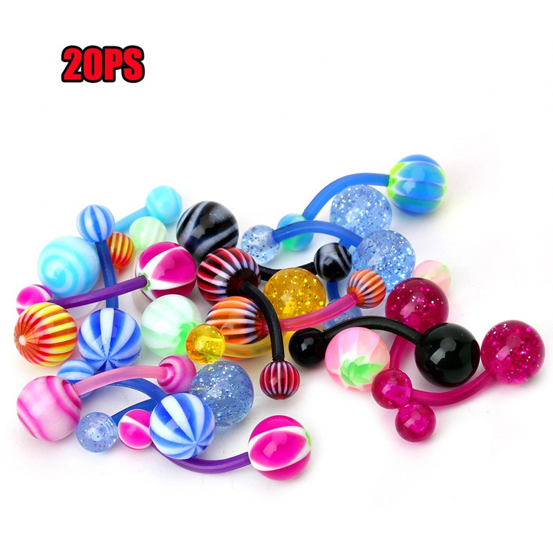 Set 20 khuyên rốn hình tròn bằng nhựa 0.31 &quot;