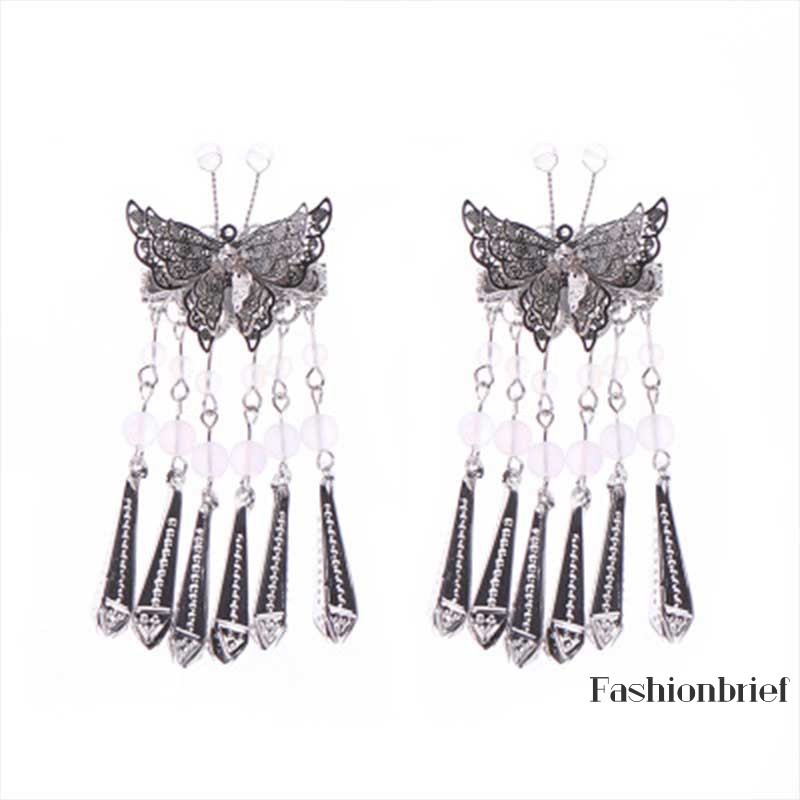 Cặp kẹp tóc tua rua kiểu dáng đơn giản thanh lịch dành cho nữ