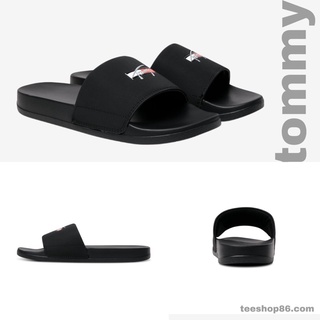 Dép quai ngang- Tommy Logo basic Đen
