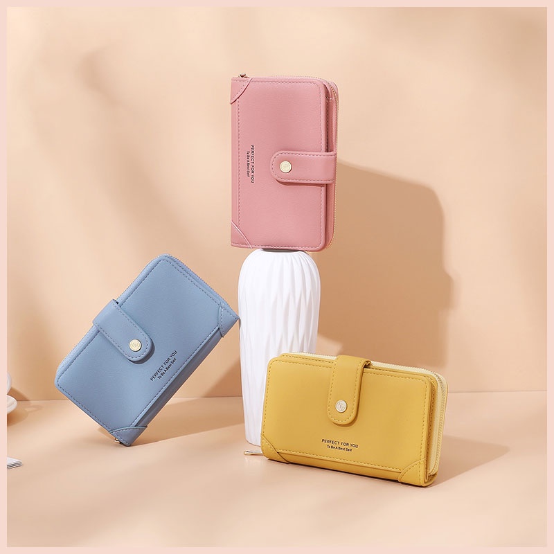 Ví nữ ngắn cầm tay cao cấp PFY đẹp nhiều ngăn đựng thẻ tiền card giá rẻ học sinh sinh viên Tina Shop W182