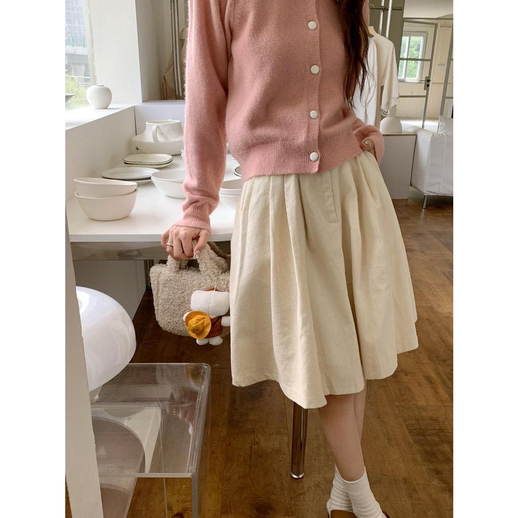 Chân Váy Nhung Kẻ Lưng Thun Dáng Chữ a Phong Cách retro Dành Cho Nữ 68417