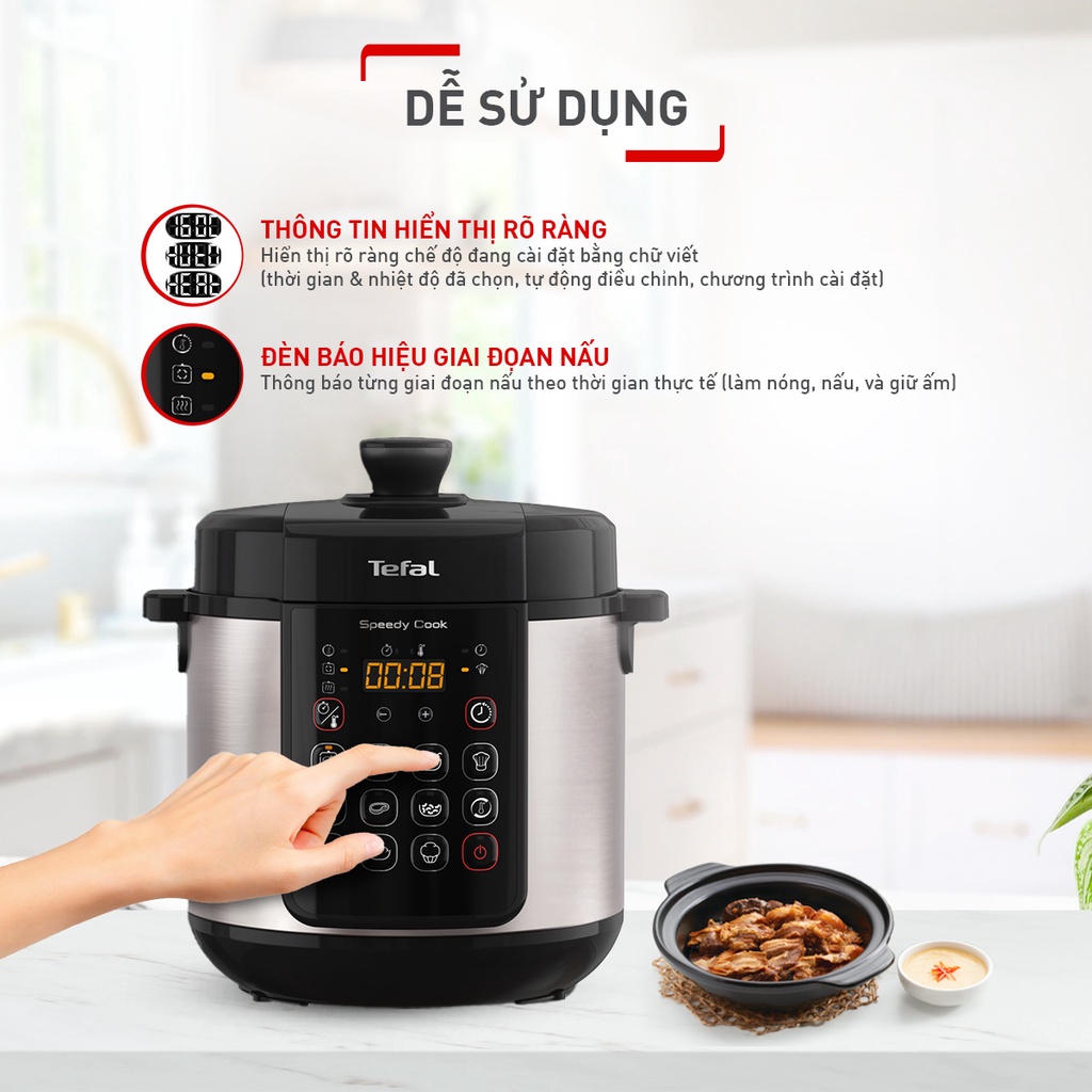 Nồi áp suất điện đa năng Tefal Speedy Cook 5L CY222D68