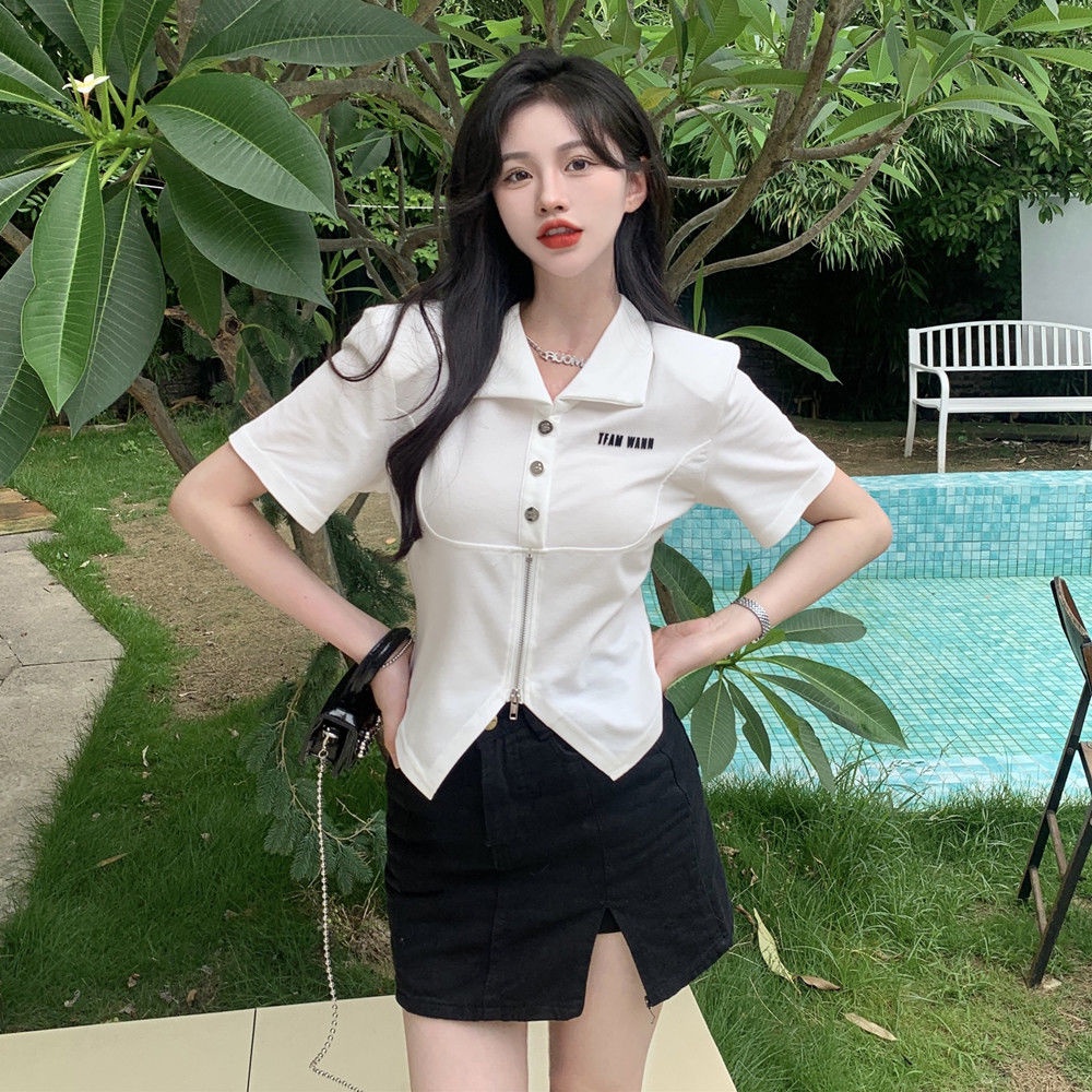 Áo polo COZOKC ngắn tay ôm dáng thời trang dành cho nữ