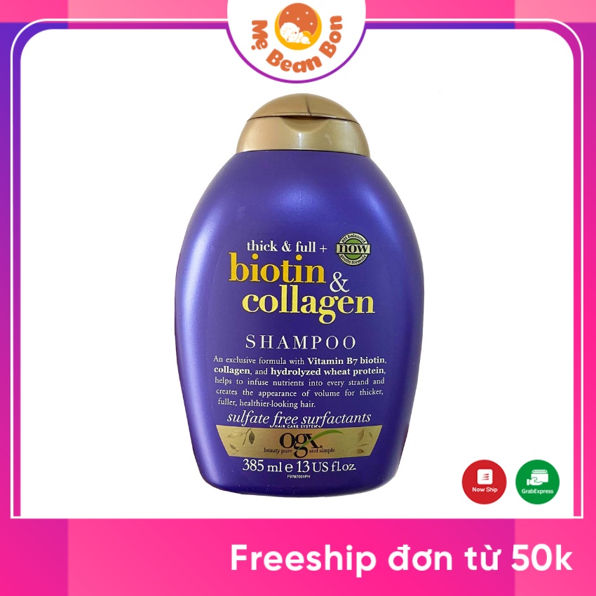 Dầu Gội Ngăn Rụng Tóc Biotin 385 ml US không có vòi Gỉam Gãy Rụng Tóc Sau Sinh Dưỡng Tóc Bóng Mượt hỗ trợ Phục Hồi Tóc