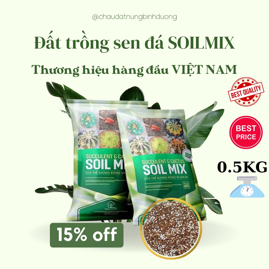 [0.5] Đất trồng sen đá và xương rồng Soilmix - trọng lượng 0.5 kg