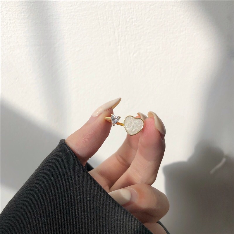 Nhẫn Hở Hình Trái Tim Phong Cách Hàn Quốc [CHUỘT LƯỜI SHOP]