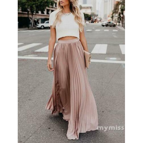 Chân váy xếp ly dài phong cách boho thời trang xinh xắn cho nữ