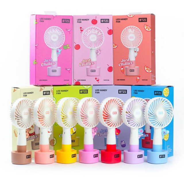 QUẠT CẦM TAY CÓ ĐÈN LED BT21 x ROYCHE LED