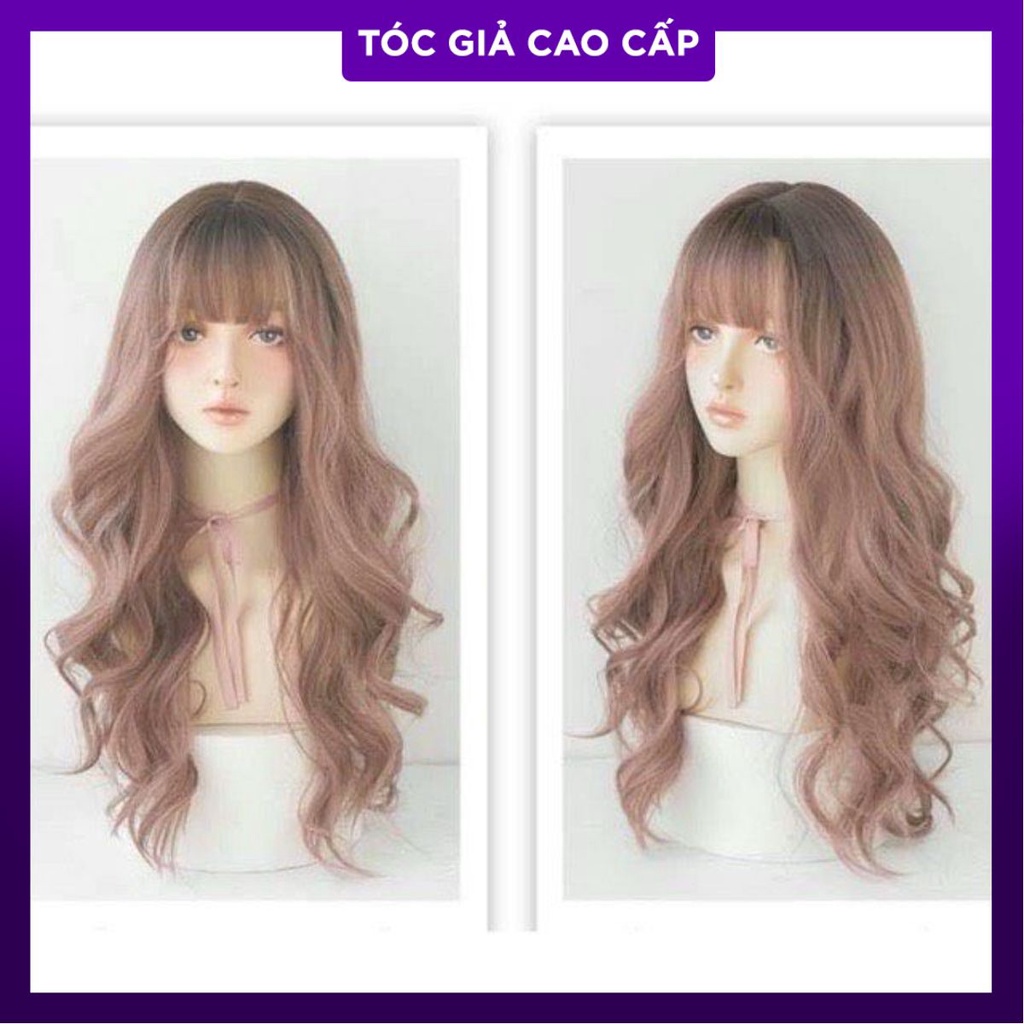 Tóc giả nguyên đầu nc hồng khói