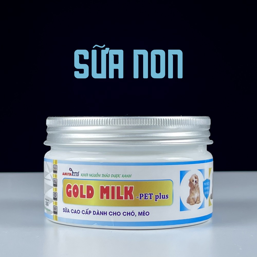 Sữa bột cho chó mèo Gold Milk Pet-Plus 150g Từ AMITAVET giúp chăm sóc thú cưng bổ xung vitamin, đạm, khoáng canxi