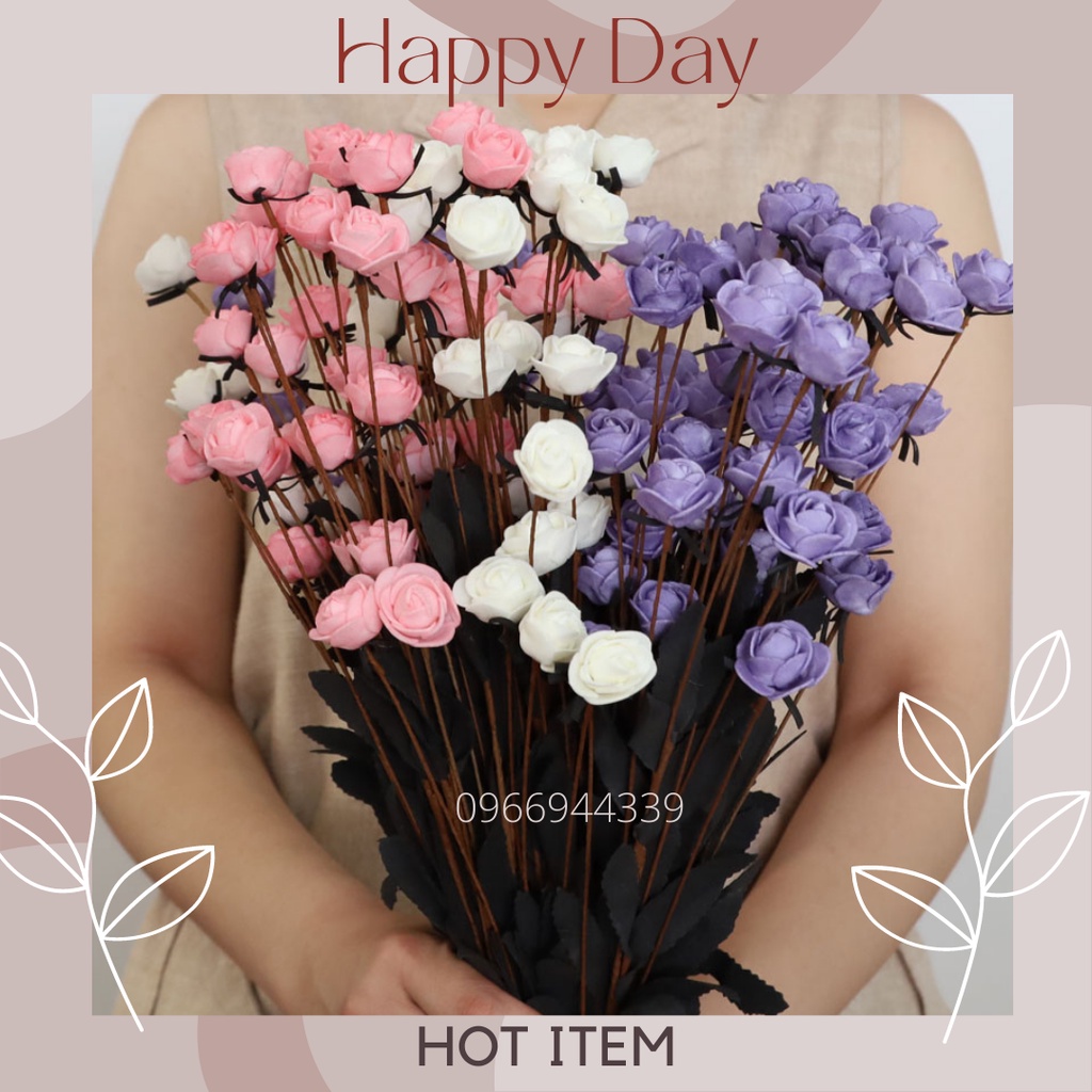 HOA HỒNG TỈ MUỘI MINI hoa giả trang trí Tết SInh Nhật Quà tặng Decor